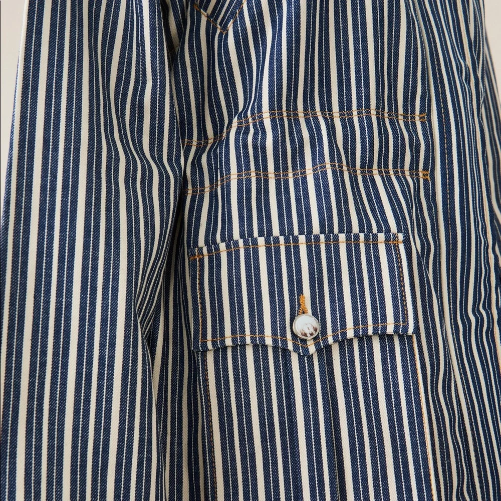 NWT Ganni Mixed Stripe Organic Cotton Denim Jacket - Picture 4 of 8